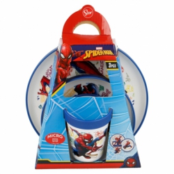 SET PREMIUM BICOLOR 3 PCS (PLATO, CUENCO y VASO 260ML) SPIDERMAN GRAFFITI