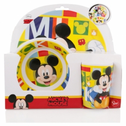 SET MELAMINA 3 PCS. (PLATO, CUENCO Y VASO) MICKEY MOUSE - DISNEY - WATERCOLORS