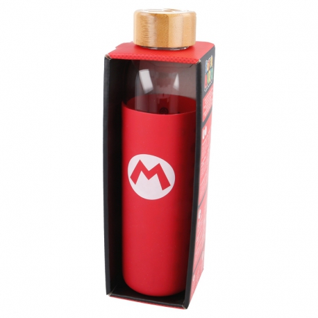 GLASS BOTTLE WITH SILICONE COVER 585 ML SUPER MARIO