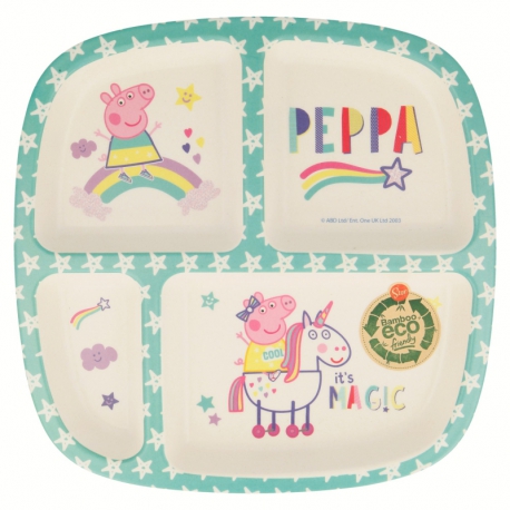 BAMBOO DIVIDED PLATE PEPPA PIG MAGICAL