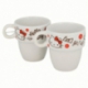 2 PCS STONEWARE STACKABLE MUGS 8 OZ HELLO KITTY