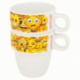 2 PCS STONEWARE STACKABLE MUGS 8 OZ EMOJI