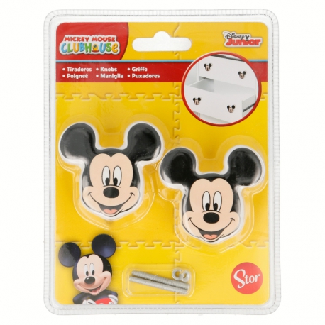 2 PCS. SET DECORATED SHAPED PORCELAIN DORKNOBS MICKEY MOUSE - DISNEY -