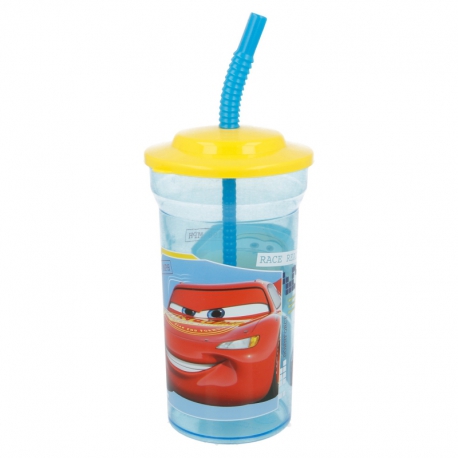 BASIC CLEAR STRAW TUMBLER 460 ML |  CARS RACE READY