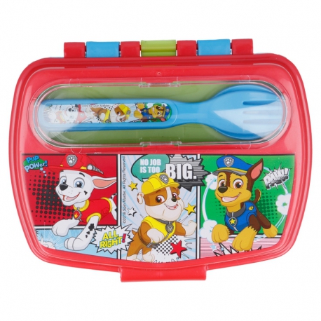 FUNNY SANDWICH BOX WITH CUTLERY PAW PATROL COMIC