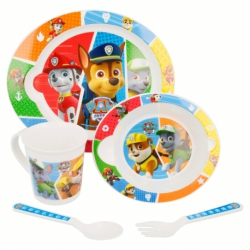 TODDLER 5 PCS MICRO SET (MICRO BOWL, MICRO PLATE, MICRO MUG AND 2 PCS PP CUTLERIES TODDLER) PAW PATROL