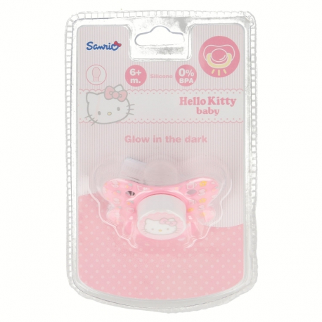 SYMETRICAL PACIFIER SILICONE +6M IN CLAMSHELL HELLO KITTY BABY