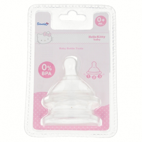 2 PCS SET SILICONE TEATS 3 POSITIONS IN CLAMSHELL HELLO KITTY BABY