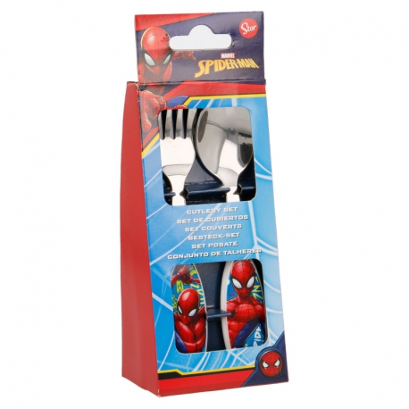 2 PCS ELLIPTICAL METALLIC CUTLERY SET SPIDERMAN GRAFFITI