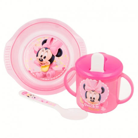 BABY 3 PCS MICRO EASY SET (MICRO EASY BOWL, EASY TRAINING MUG & PP SPOON) MINNIE MOUSE - DISNEY - PAINT POT
