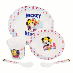 TODDLER 5 PCS MICRO SET (MICRO BOWL, MICRO PLATE, MICRO MUG AND 2 PCS PP CUTLERIES TODDLER) MICKEY MOUSE - DISNEY - TO THE RESC