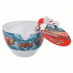 SET OF 4 MELAMINE MEASURING CUPS WITH HANG TAG CARS BAKERY