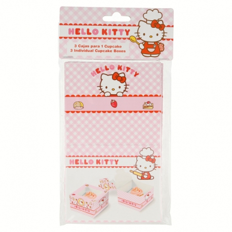 SET OF 3 INDIVIDUAL CUPCAKE BOXES HELLO KITTY IN POLYBAG