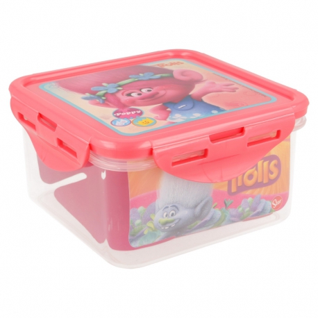 SQUARE HERMETIC FOOD CONTAINER 730 ML |  TROLLS GIRL