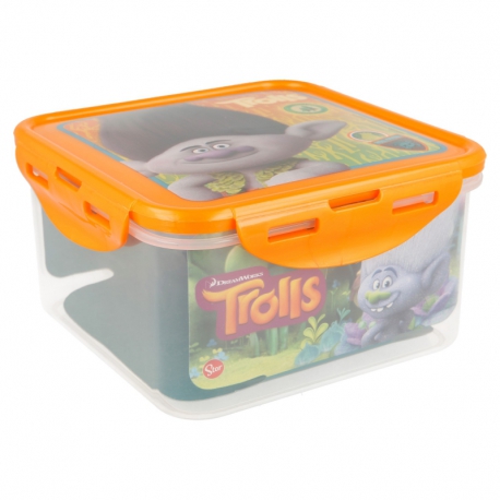 SQUARE HERMETIC FOOD CONTAINER 1400 ML |  TROLLS BOY