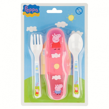 2 PCS TODDLER PP CUTLERY TRAVEL SET PEPPA PIG